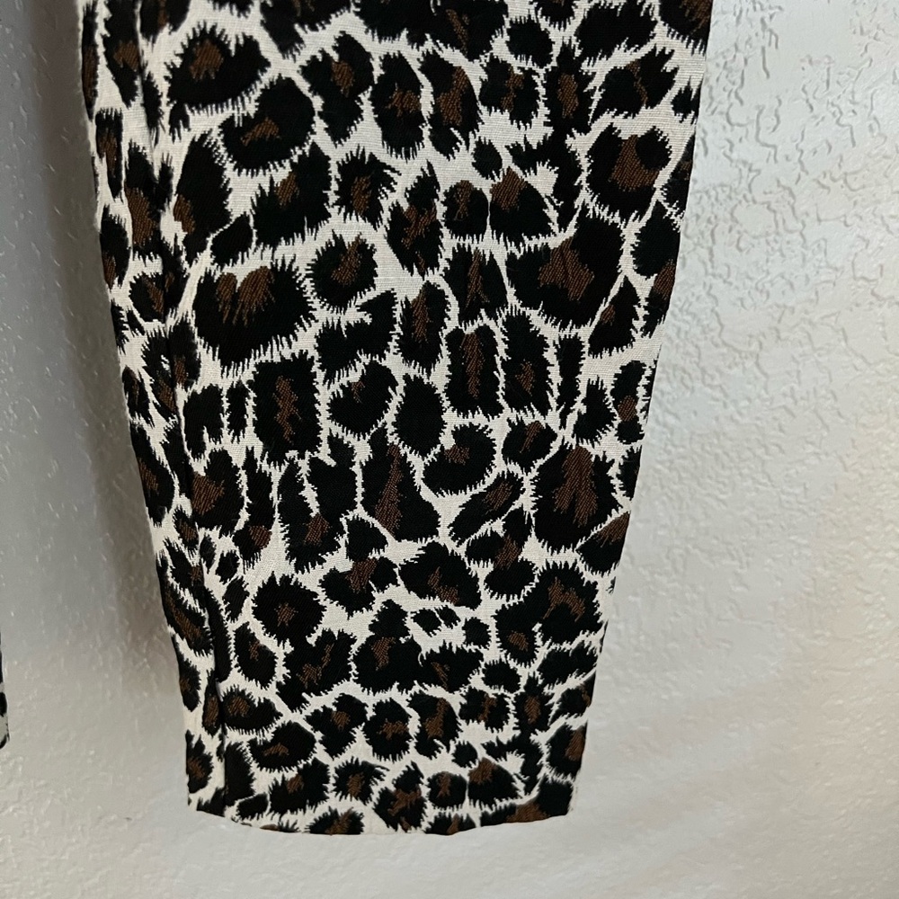 Topshop Brown Black Animal print Leopard Trendy Casual Chic Slim pants size 2 - Picture 8 of 9